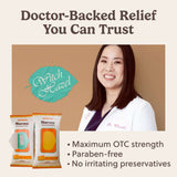 Doctor-backed relief for hemorrhoids with Norms Big Sheets medicated wipes, featuring witch hazel and maximum strength.