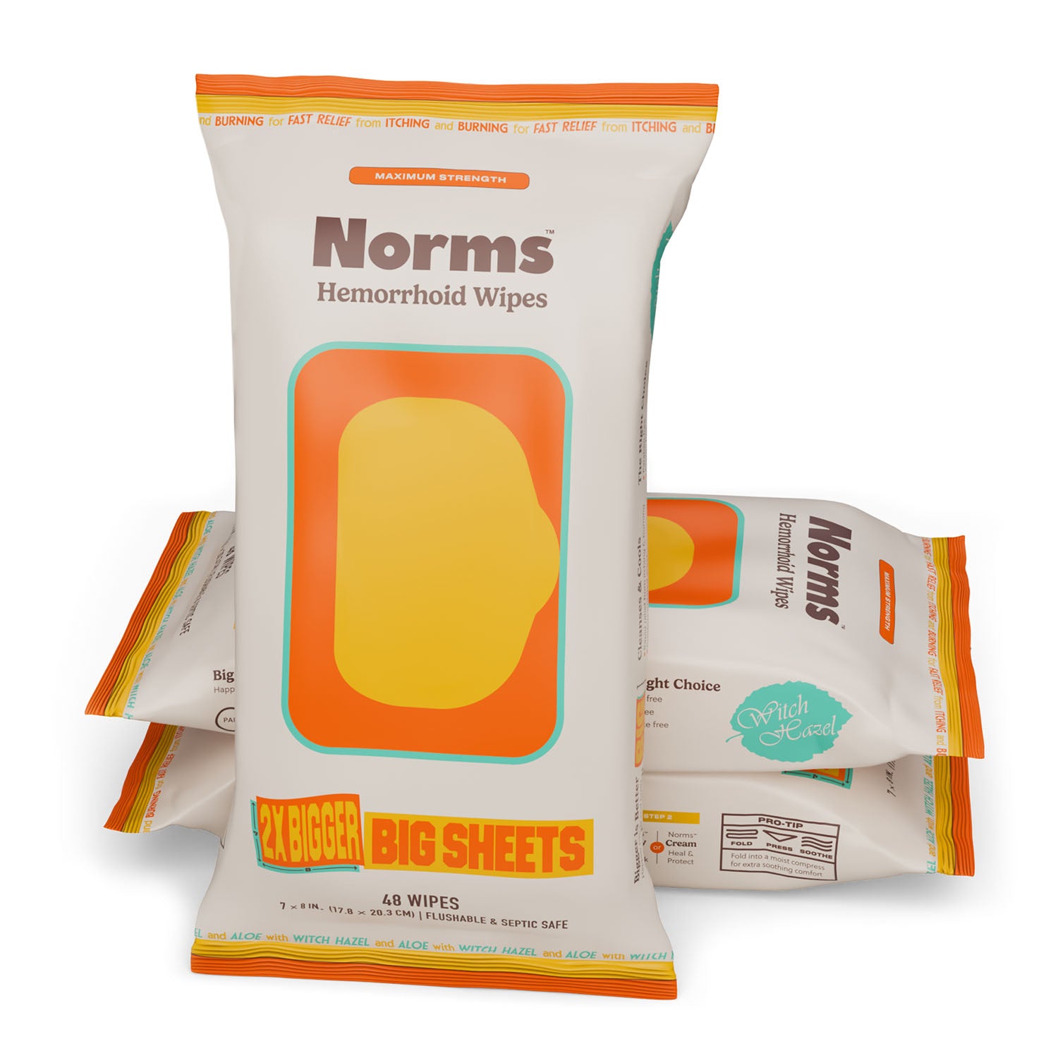 Big Sheets Hemorrhoid Wipes - 48ct (Pack of 3)