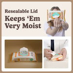 Resealable lid on Norms Big Sheets medicated wipes keeping them very moist for effective use.