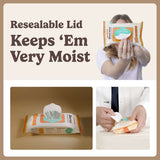 Resealable lid on Norms Big Sheets medicated wipes keeping them very moist for effective use.