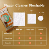 Comparison of Norms Big Sheets medicated wipes size against leading brands and features, highlighting flushable, paraben-free benefits.