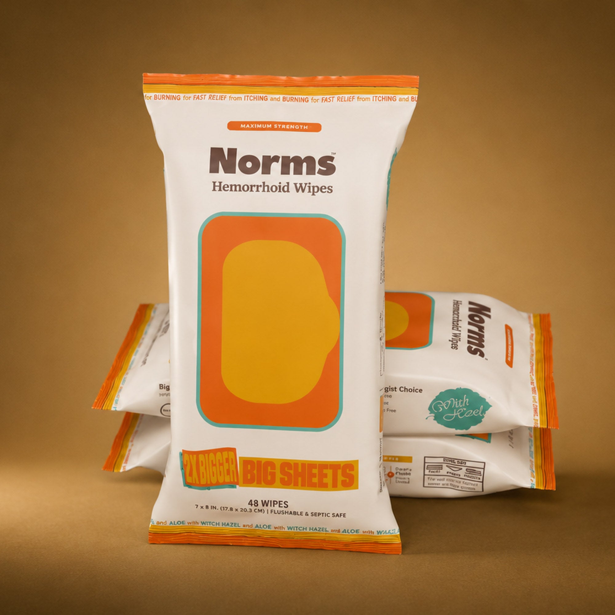 Big Sheets Hemorrhoid Wipes - 48ct (Pack of 3)