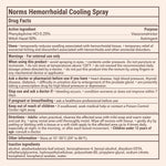 Package insert for Norms Hemorrhoidal Cooling Spray with drug facts and usage instructions.
