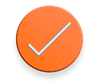 Orange circle with a white check mark on a white background