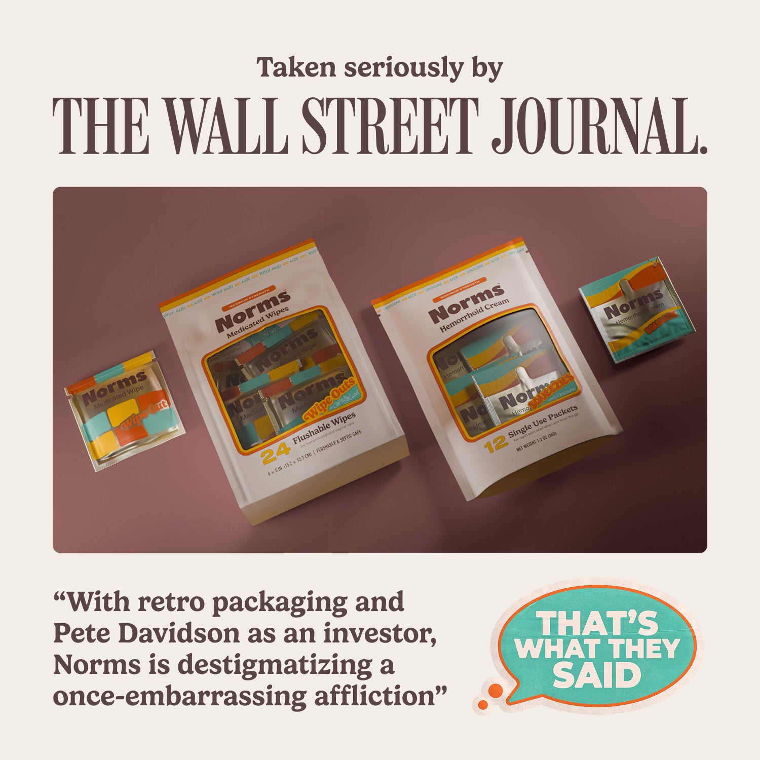 Wall Street Journal Article Feature on Norms Hemorrhoid Products