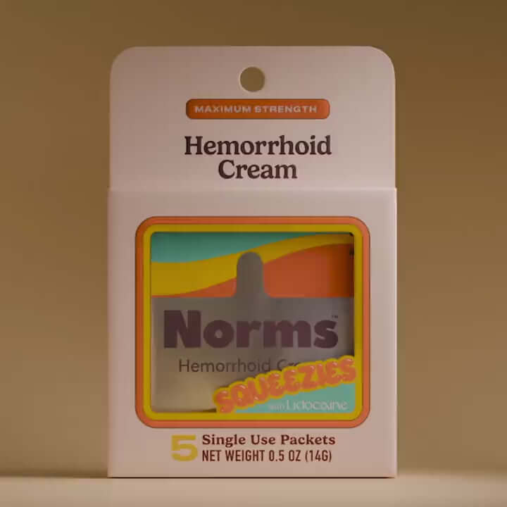 Single Norms Hemorrhoid Cream Squeezie box, compact and on‑the‑go ready